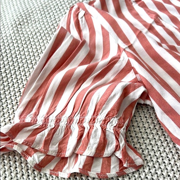 Madewell Pink and white with Peplum Blouse with Puff Sleeves - Picture 6 of 7